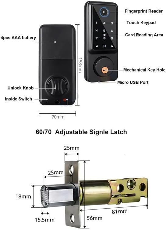 Waterproof Smart Deadbolt Lock – Biometric Fingerprint & Digital Keypad Entry for Homes