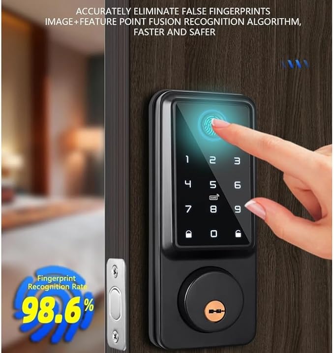 Waterproof Smart Deadbolt Lock – Biometric Fingerprint & Digital Keypad Entry for Homes