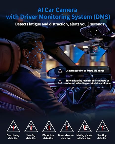 360° Ultra 5-Channel Dash Cam with AI Driver Monitoring
