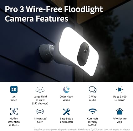 Home Security System with Wired Keypad & Pro 3 Floodlight Bundle